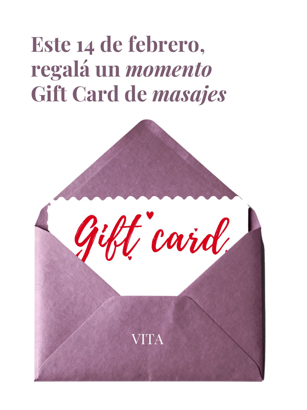 Gift Card de masajes VITA — regalá un momento este 14 de febrero